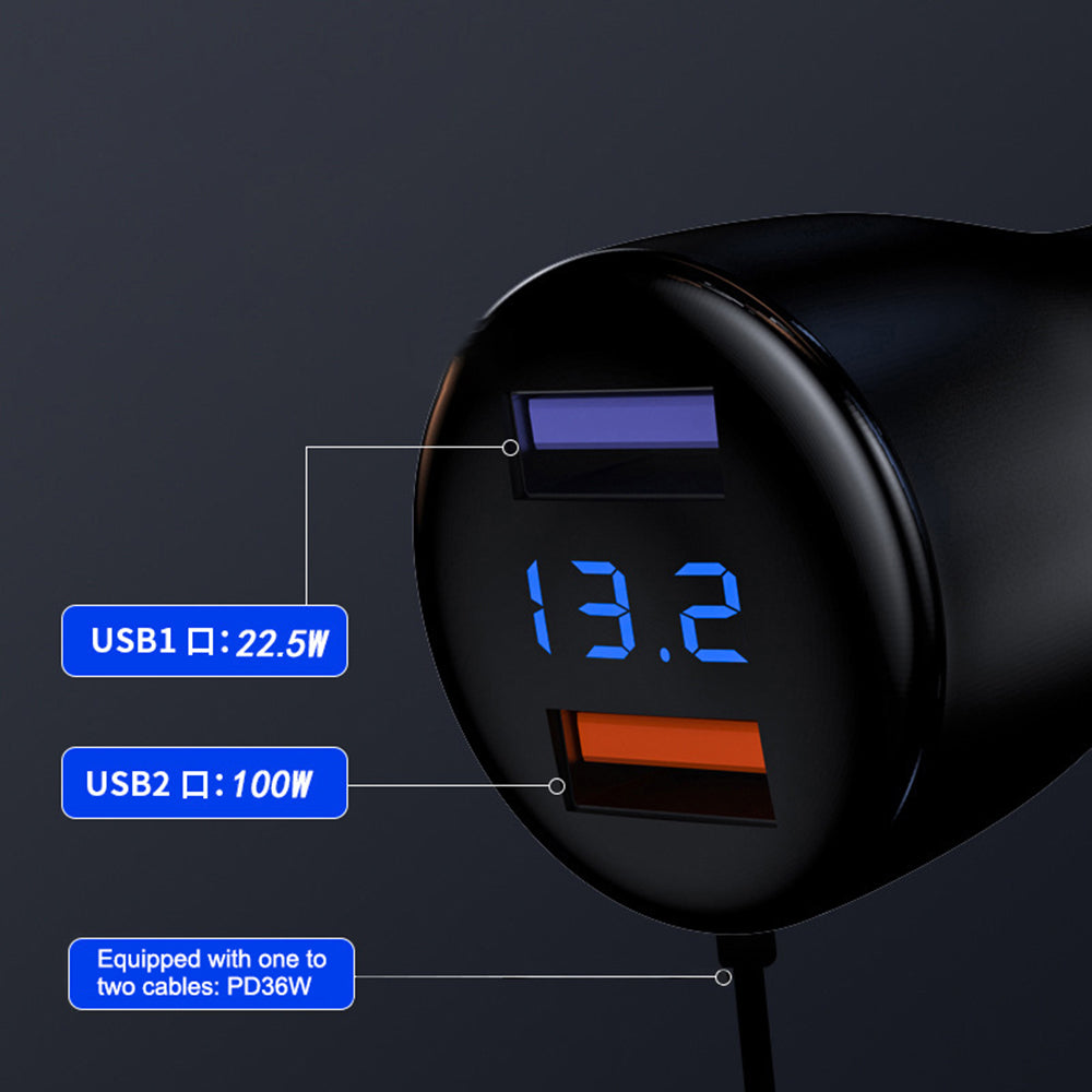 P5XC Dual USB Phone Charging Adapter Car Charger with PD 36W Spring Cable P5XC Dual USB Phone Charging Adapter Car Charger with PD 36W Spring Cable
